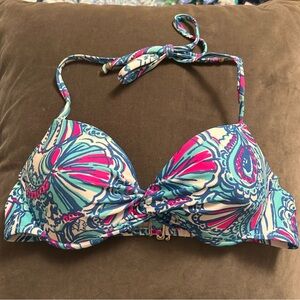 Lilly Pulitzer Target Collection Bikini Top Halter My Fans Shells Size Medium